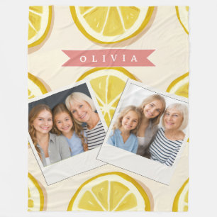 Persoonlijk vers citroenschijfpatroon helder fleece deken