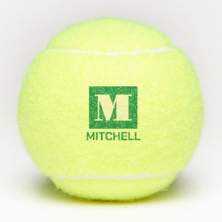 Persoonlijk vet groen initiaal monogram naam tennisballen