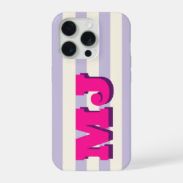 Persoonlijk Vet Monogram, Lila Streep iPhone 15 Pro Hoesje