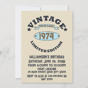 Persoonlijk vintage 50e verjaardags cocktailfeestj kaart