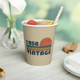 Persoonlijk vintage 65e verjaardagsfeest papieren bekers