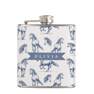Persoonlijk Vintage Blauwe Paard Klassiek Landelij Heupfles