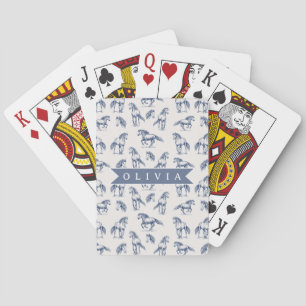 Persoonlijk Vintage Blauwe Paard Klassiek Landelij Pokerkaarten