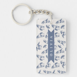 Persoonlijk Vintage Blauwe Paard Klassiek Landelij Sleutelhanger