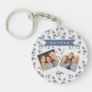 Persoonlijk Vintage Blauwe Paard Klassiek Landelij Sleutelhanger