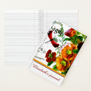Persoonlijk vintage bloemen logo journaal notitieboek