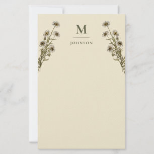 Persoonlijk Vintage Bloemmotief Botanisch Monogram Briefpapier