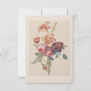 Persoonlijk vintage bloemstuk met fijne kunst  bedankkaart