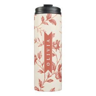 Persoonlijk vintage fijn bloemmotief toile ontwerp thermosbeker