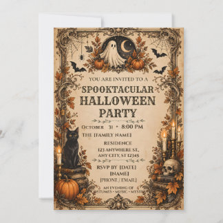 Persoonlijk vintage Halloween-feest Kaart