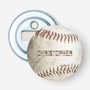 Persoonlijk vintage honkbal button flesopener