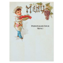 Persoonlijk vintage kreeftendiner plat menu