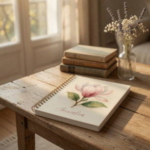 Persoonlijk vintage magnolia-spiraalnotitieboek notitieboek