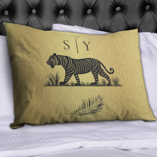 Persoonlijk Vintage Tijger Goud Monogram Kussensloop