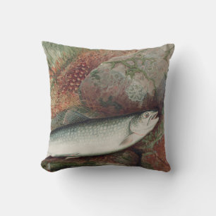 Persoonlijk vintage vissen forel waterverf kussen