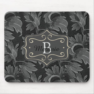 Persoonlijk vintage zwart-wit bladpatroon muismat