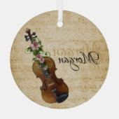 Persoonlijk Violin Kerstmis Glas Ornament (Achterkant)