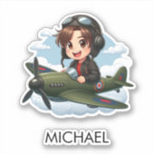Persoonlijk vliegtuig vliegende jongen Cute Kids Sticker (Voorkant)