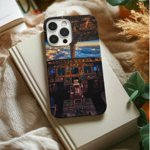 persoonlijk vliegtuigcockpitdashboard zonsondergan iPhone 15 pro hoesje