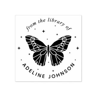 Persoonlijk vlinder Ex Libris uit de bibliotheek Rubberstempel