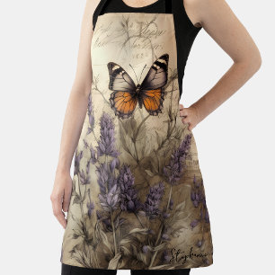 Persoonlijk vlinder lavendel vintage ontwerp schort