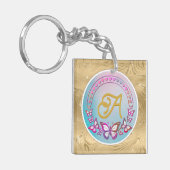 Persoonlijk vlinder-monogram sleutelhanger (Voorkant Links)