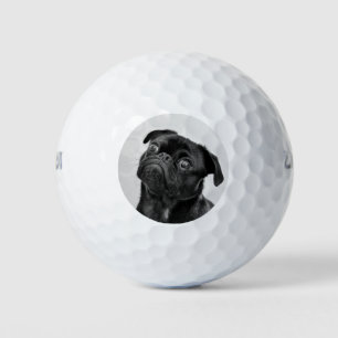 Persoonlijk voeg uw foto Pug Dog Black White toe Golfballen