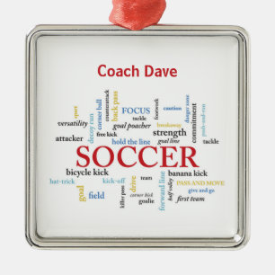 Persoonlijk, Voetbal coach Dank u in woorden Metalen Ornament