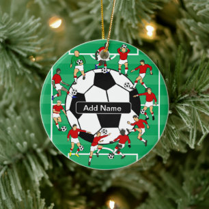 Persoonlijk voetbal en spelers keramisch ornament