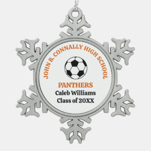 Persoonlijk voetbalteam van Orange High School Tin Sneeuwvlok Ornament