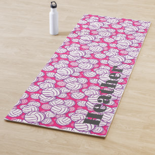 Persoonlijk Volleyball Speler Cadeau Roze Monogram Yogamat