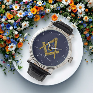 Persoonlijk Vrijmetselaars cadeau Vierkante Kompas Horloge