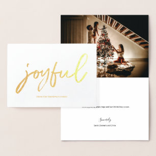 Persoonlijk vrolijk schrifttype familie foto kerst folie kaarten