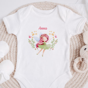 Persoonlijk watercolor feeën babymeisje rompertje romper