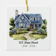 Persoonlijk Watercolor Huisornament Adres