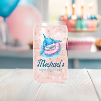 Persoonlijk waterpark haaienbadfeest blikvorm glas