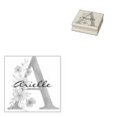 Persoonlijk Waterverf Bloem Initial A monogram Rubberstempel (Gestempeld)