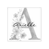Persoonlijk Waterverf Bloem Initial A monogram Rubberstempel (Afrduk)
