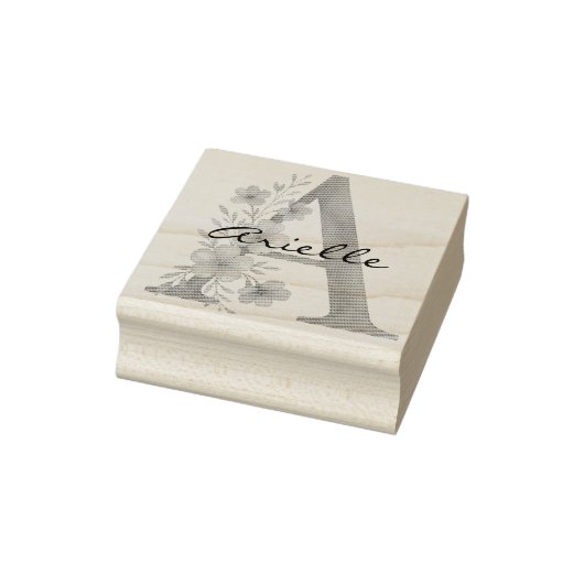 Persoonlijk Waterverf Bloem Initial A monogram Rubberstempel (Stempel)