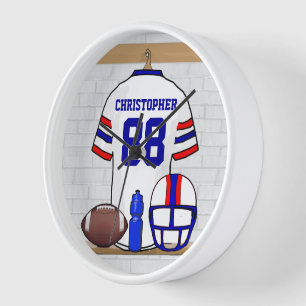 Persoonlijk White Blue Football Jersey