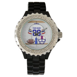 Persoonlijk White Blue Football Jersey Horloge