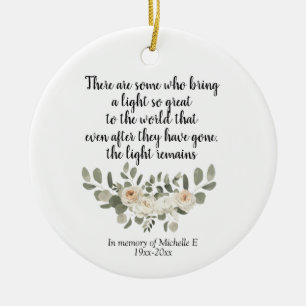 Persoonlijk White Floral Memorial Quote Keramisch Ornament