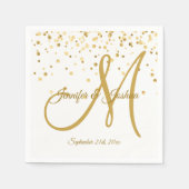 Persoonlijk White Gold Confetti MONOGRAM Weddensch Servetten (Voorkant)