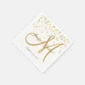 Persoonlijk White Gold Confetti MONOGRAM Weddensch Servetten (Hoek)