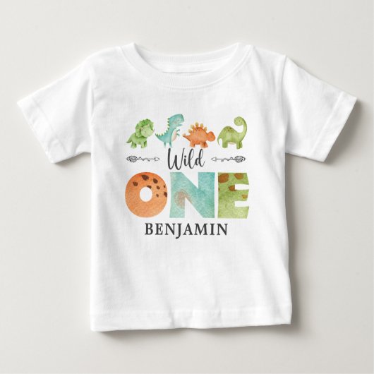 Persoonlijk WILD ONE Dinosaur First Birthday Bab (Voorkant)