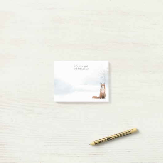 Persoonlijk winter boslandschap vos post-it® notes (Op bureau)