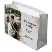 Persoonlijk Wit en Bruin Bohemian Wedding Groot Cadeauzakje (Achterkant Gekanteld)