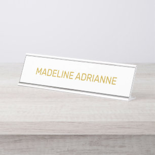 Persoonlijk wit & goud modern bureau naambordje