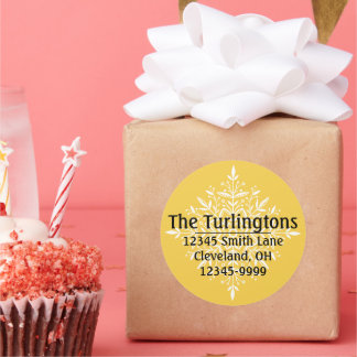 Persoonlijk Wit Snowflake Return-adreslabel Ronde Sticker