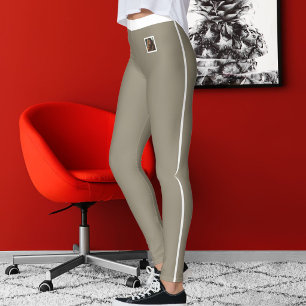 Persoonlijk Wit Streep Aardetint Gebroken Wit Huis Leggings